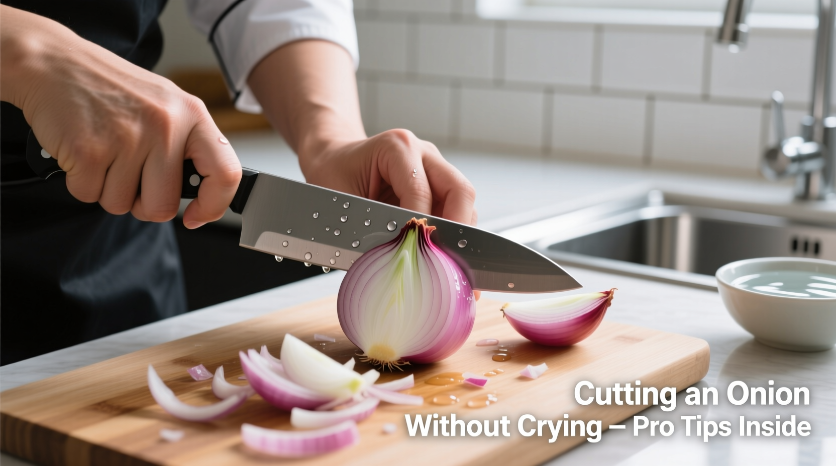 cutting an onion without crying