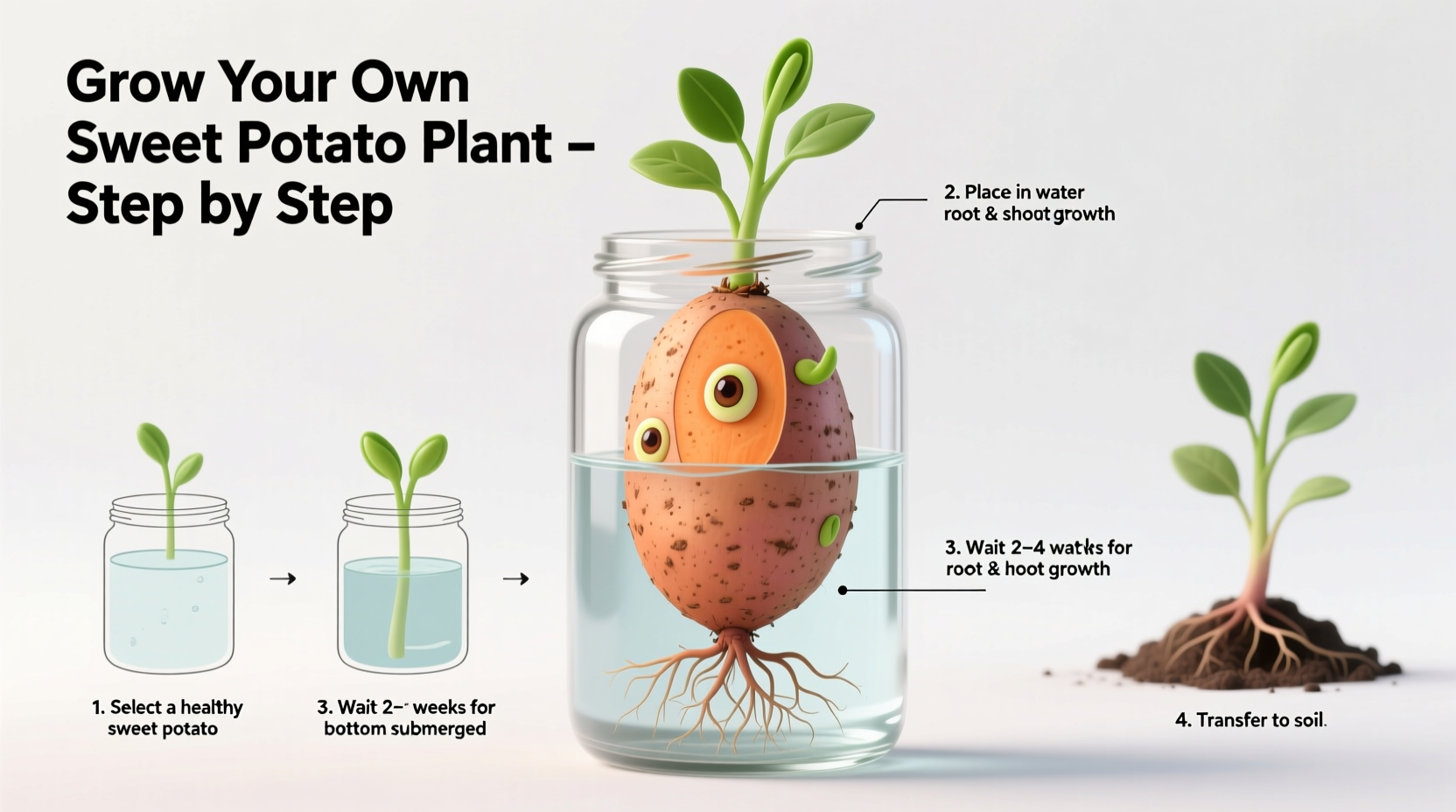 Grow Sweet Potato Plants: Simple Water-to-Soil Method