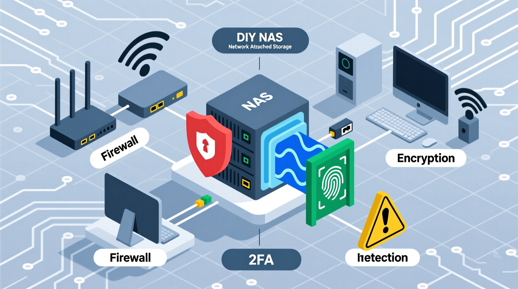 Home network diagram with DIY NAS security layers