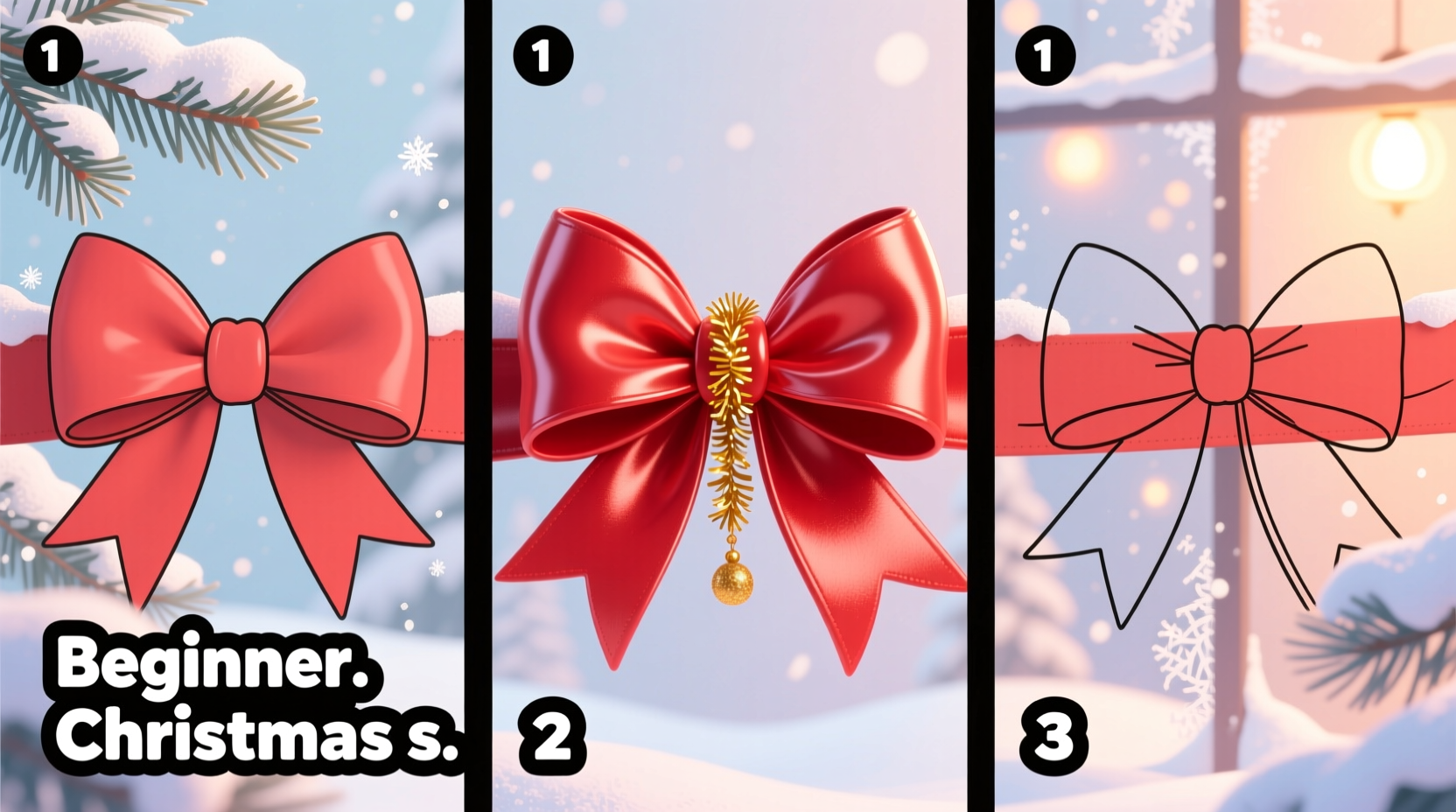 how to draw a christmas bow