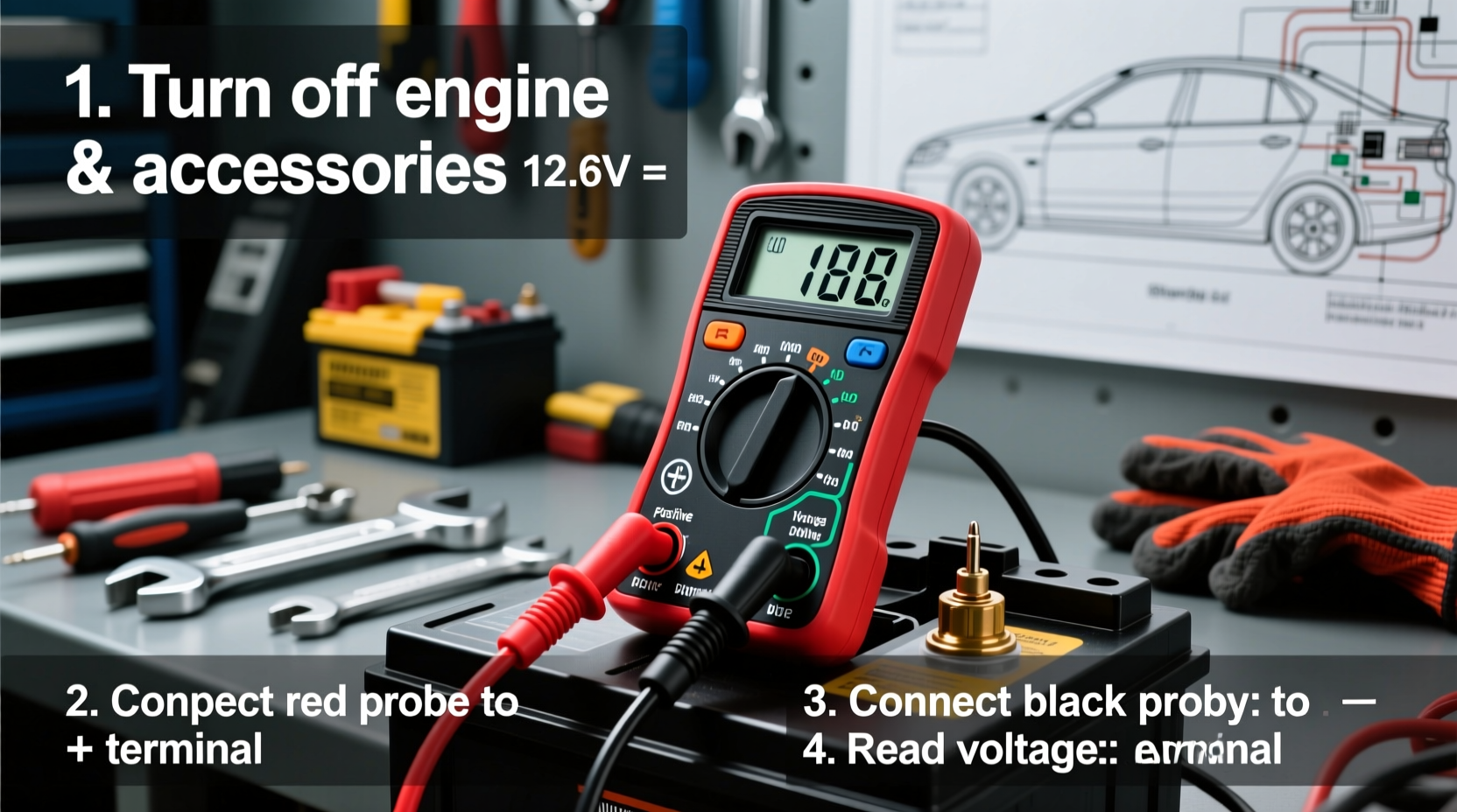 how to check car battery with multimeter