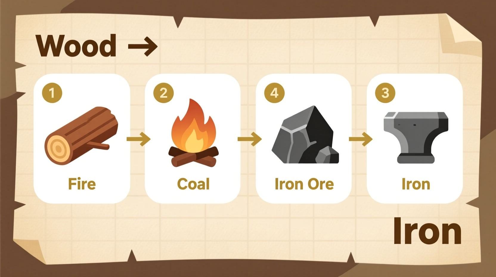 Step-by-step visual guide to creating iron in Infinite Craft