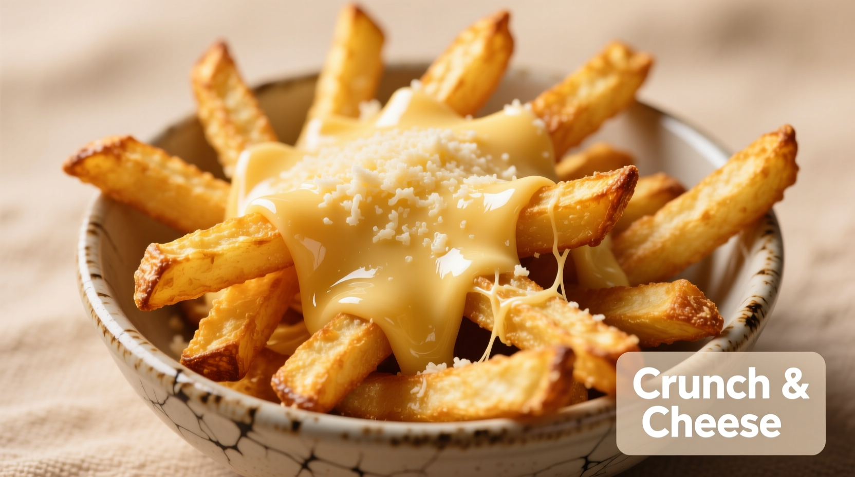 Crispy golden fries with melted parmesan