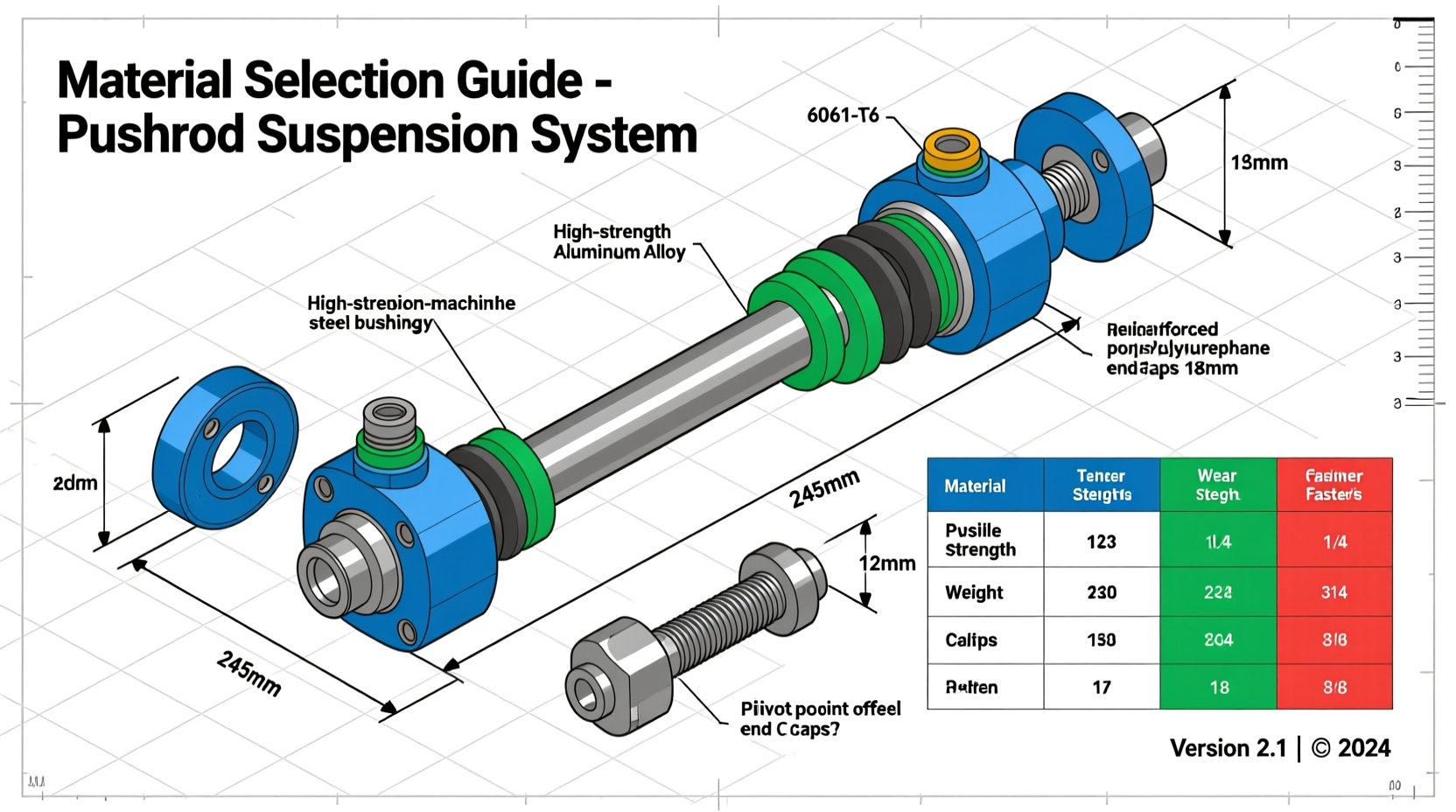 DIY pushrod suspension material selection guide with measurements