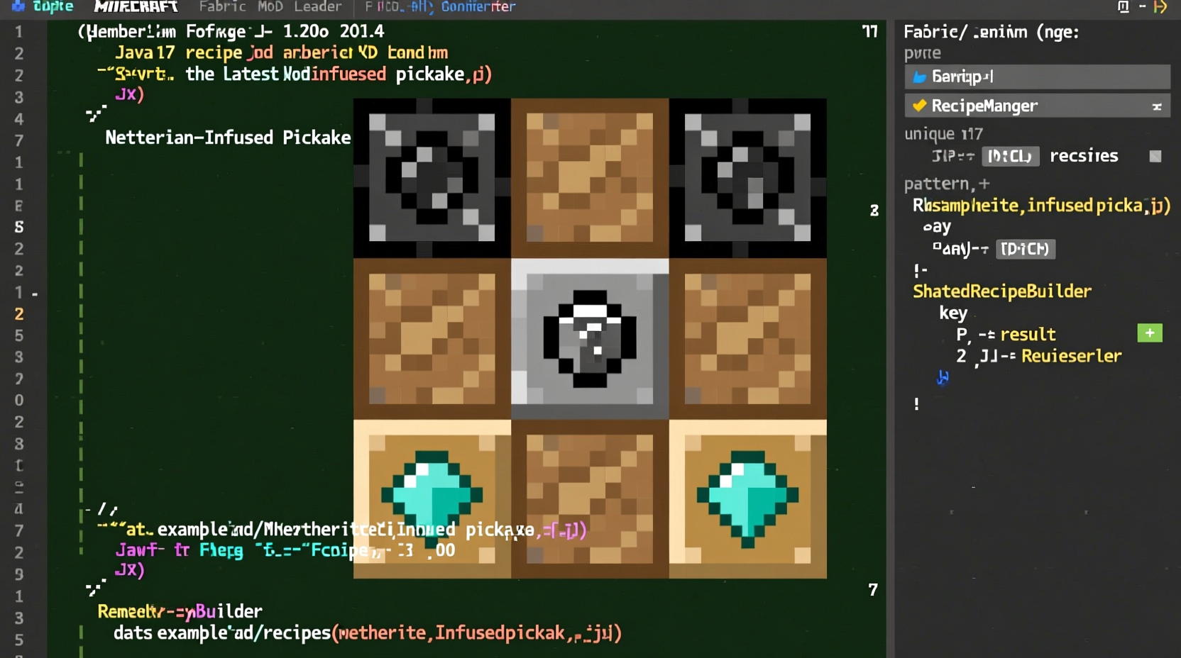 Java code example for Minecraft mod crafting recipe implementation