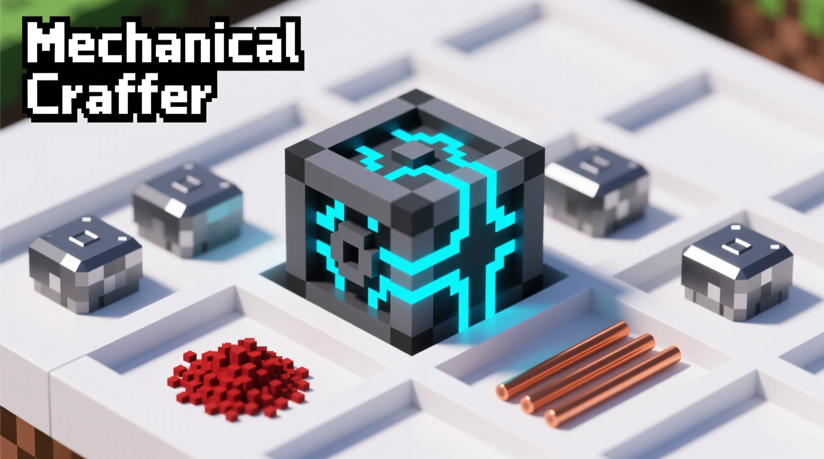Minecraft Mechanical Crafter block in inventory with required components