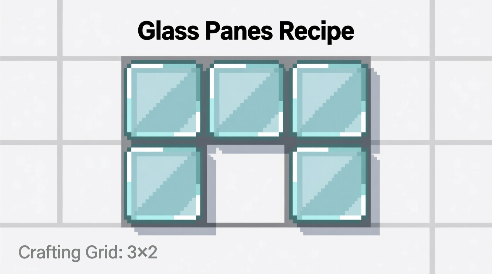 Correct 3x2 crafting grid layout for Minecraft glass panes