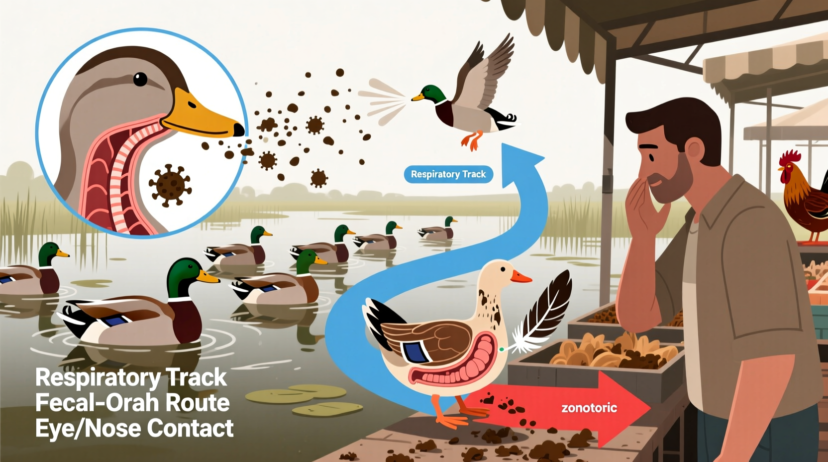 how does the bird flu spread