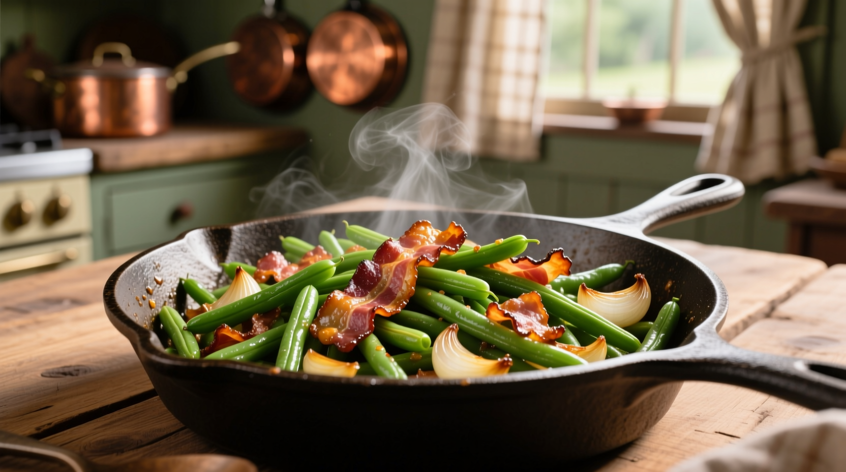 green beans with bacon and onion