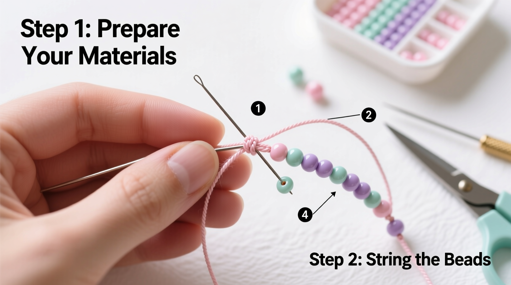 Step-by-step beaded bracelet tutorial for beginners