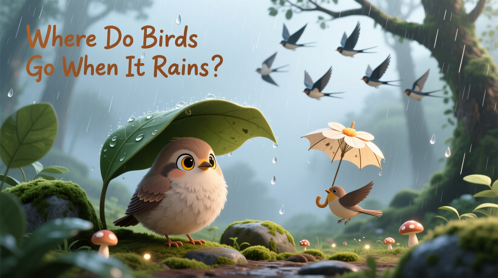 where does birds go when it rains