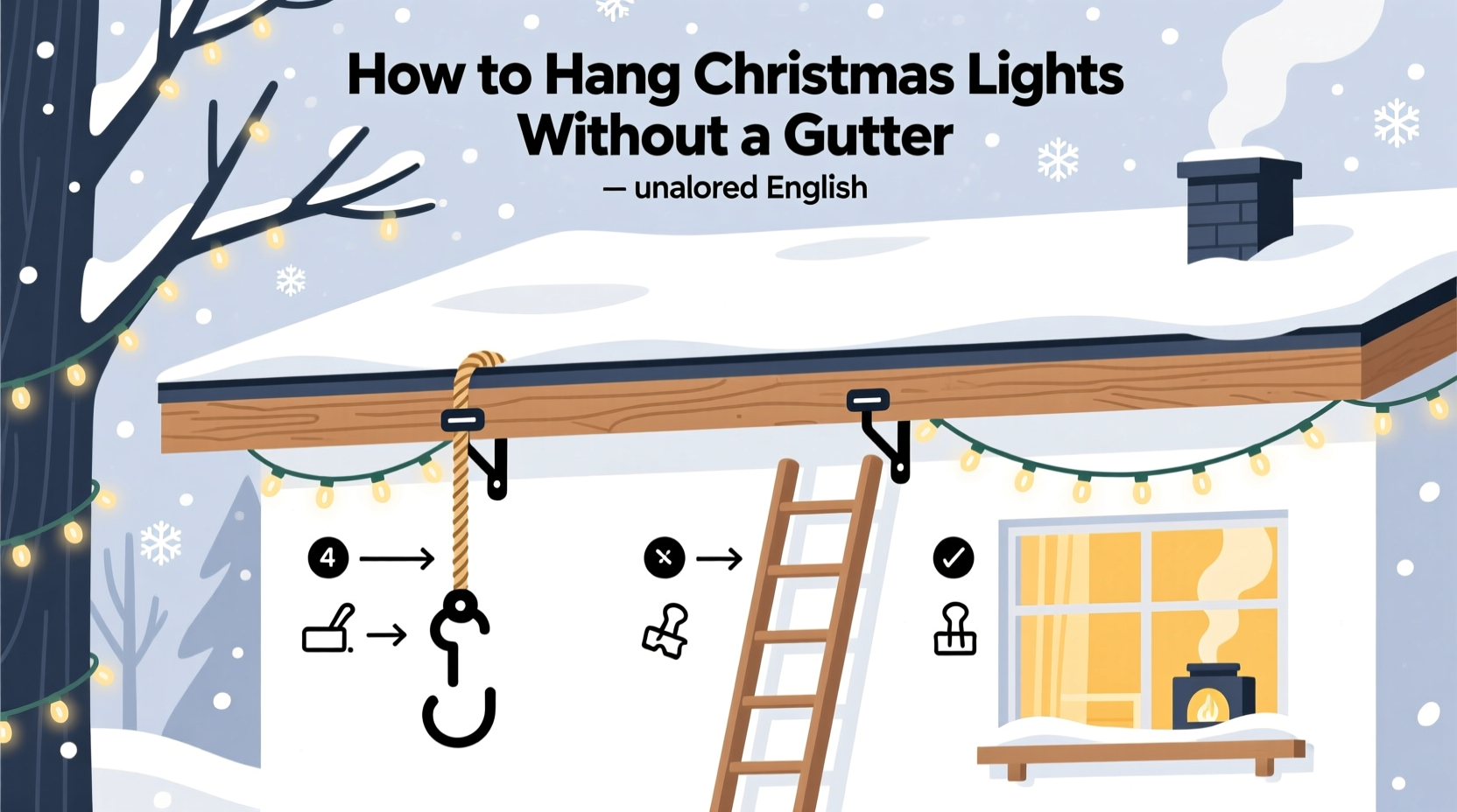 how to hang christmas lights without a gutter