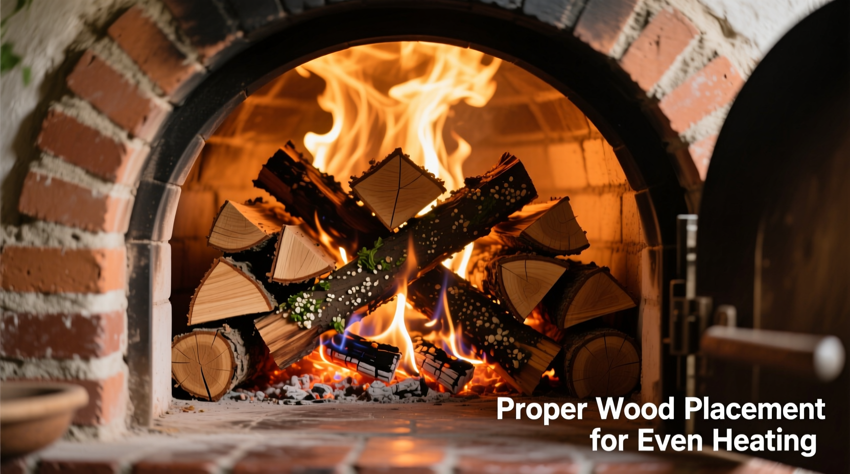 Proper wood placement in pizza oven for even heating