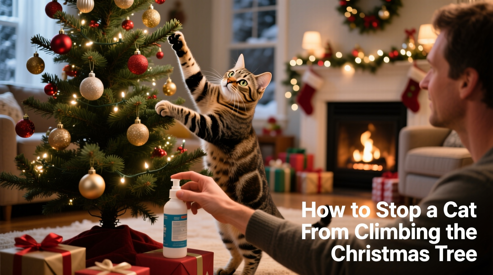 how to stop a cat from climbing christmas tree