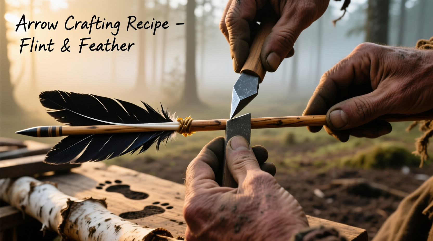 Arrow crafting recipe using flint stick and feather
