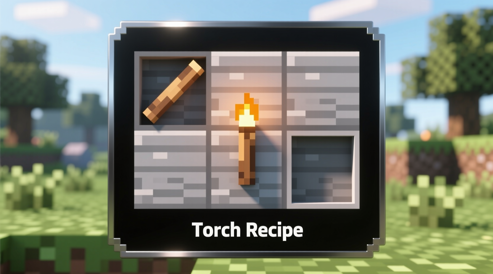 Minecraft crafting grid showing torch recipe layout
