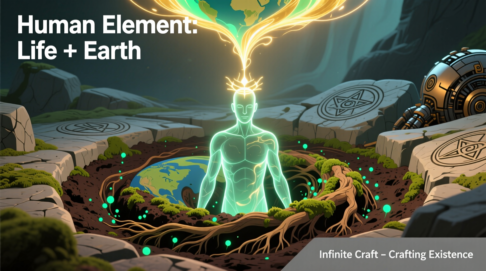 Visual guide to crafting Human element from Life and Earth in Infinite Craft