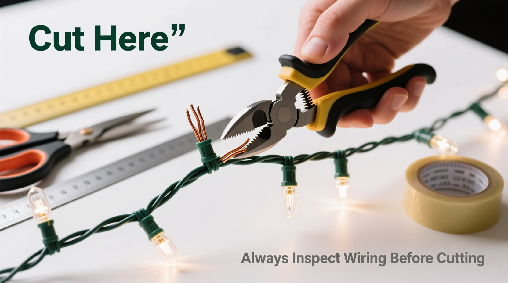 how to cut christmas lights to length