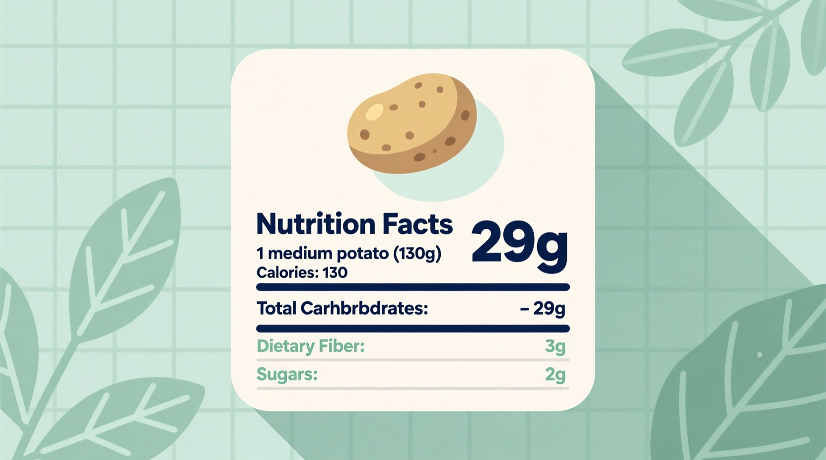 Nutrition facts label showing carbohydrate content of small potato