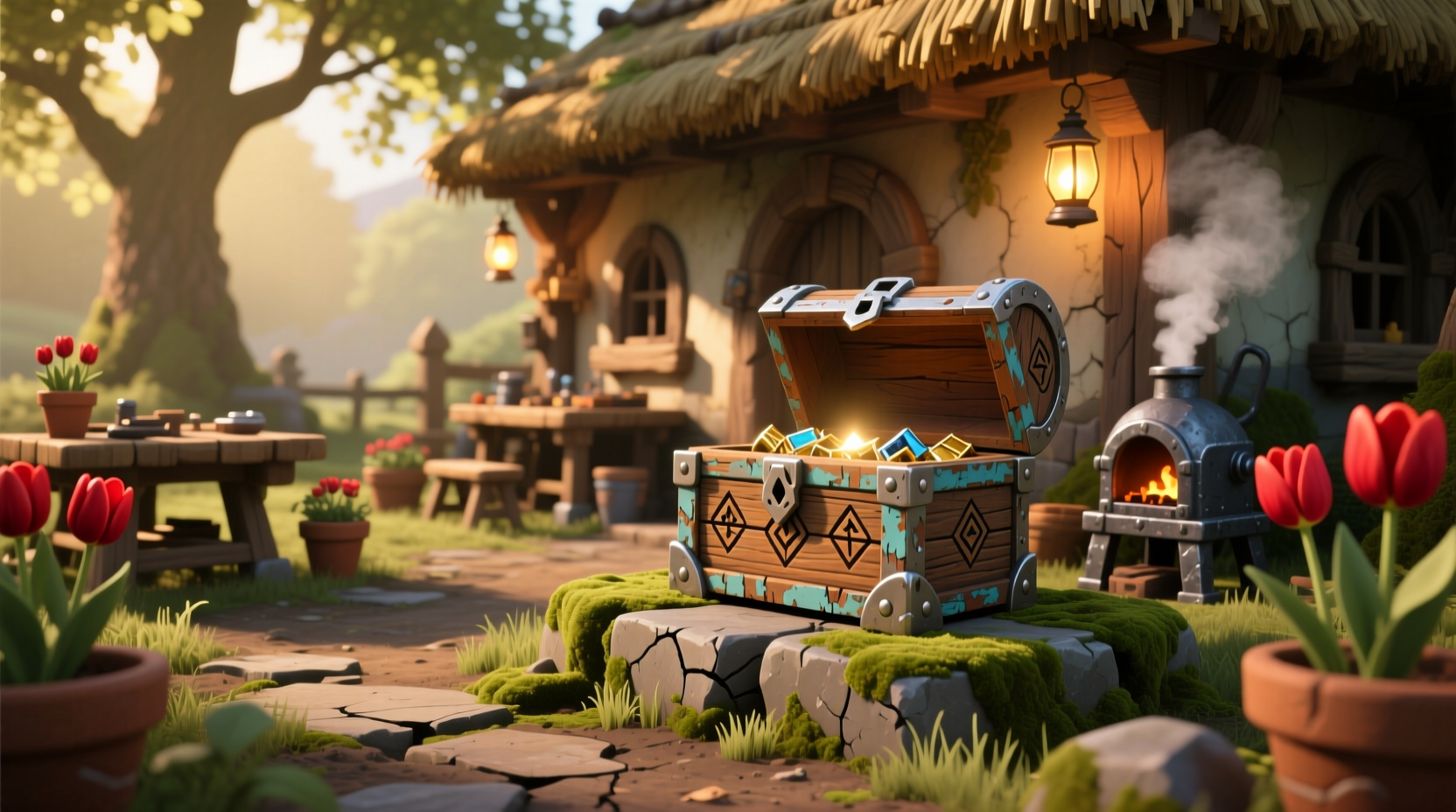 Terraria wooden chest placed near player base