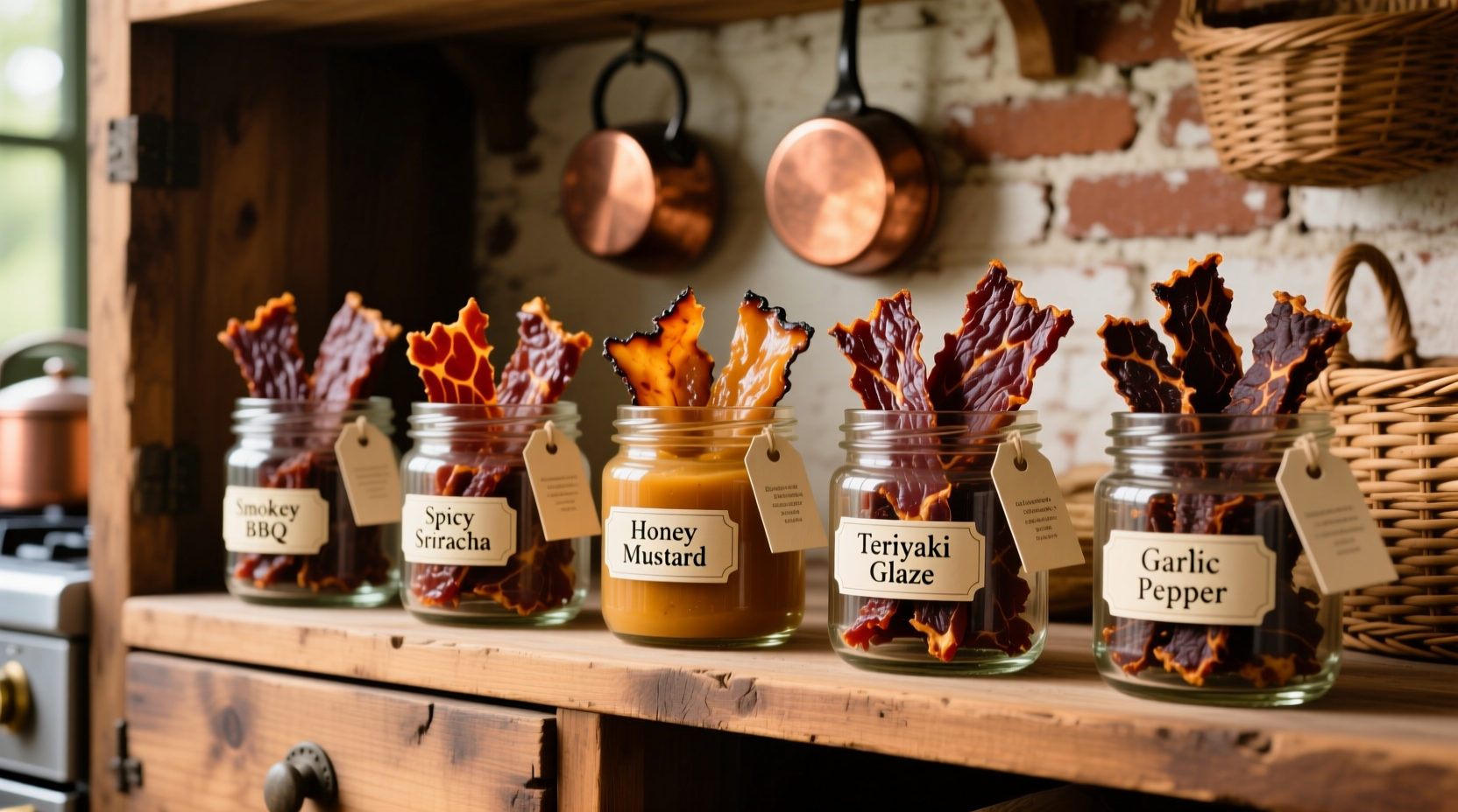 homemade beef jerky flavor variations in jars