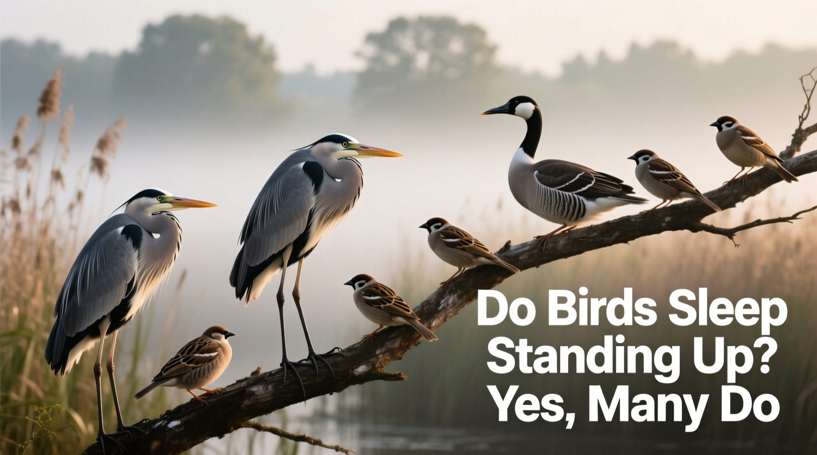 do birds sleep standing up