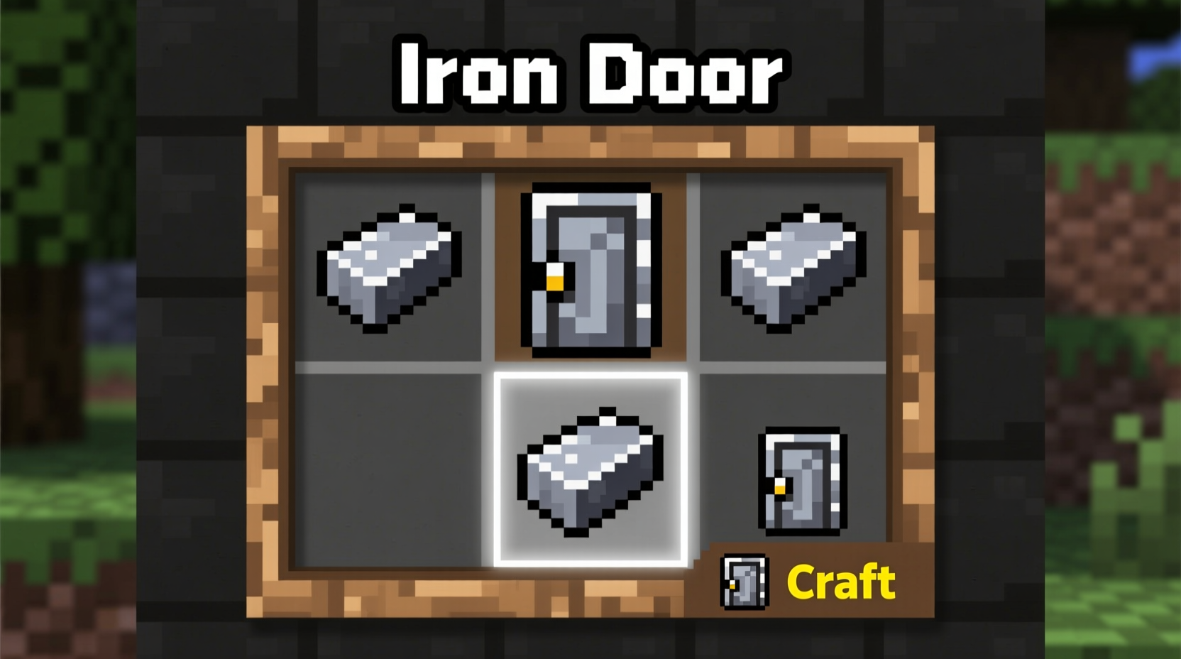Iron door recipe in Minecraft crafting interface