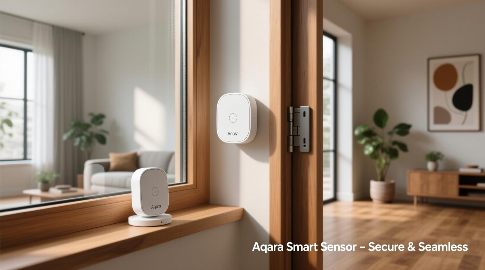 Aqara sensors mounted on windows and doors
