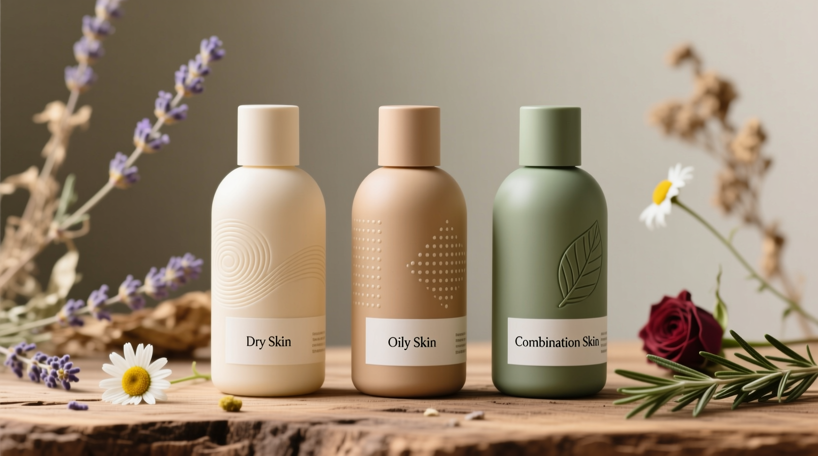 Three variations of natural lotion for different skin types