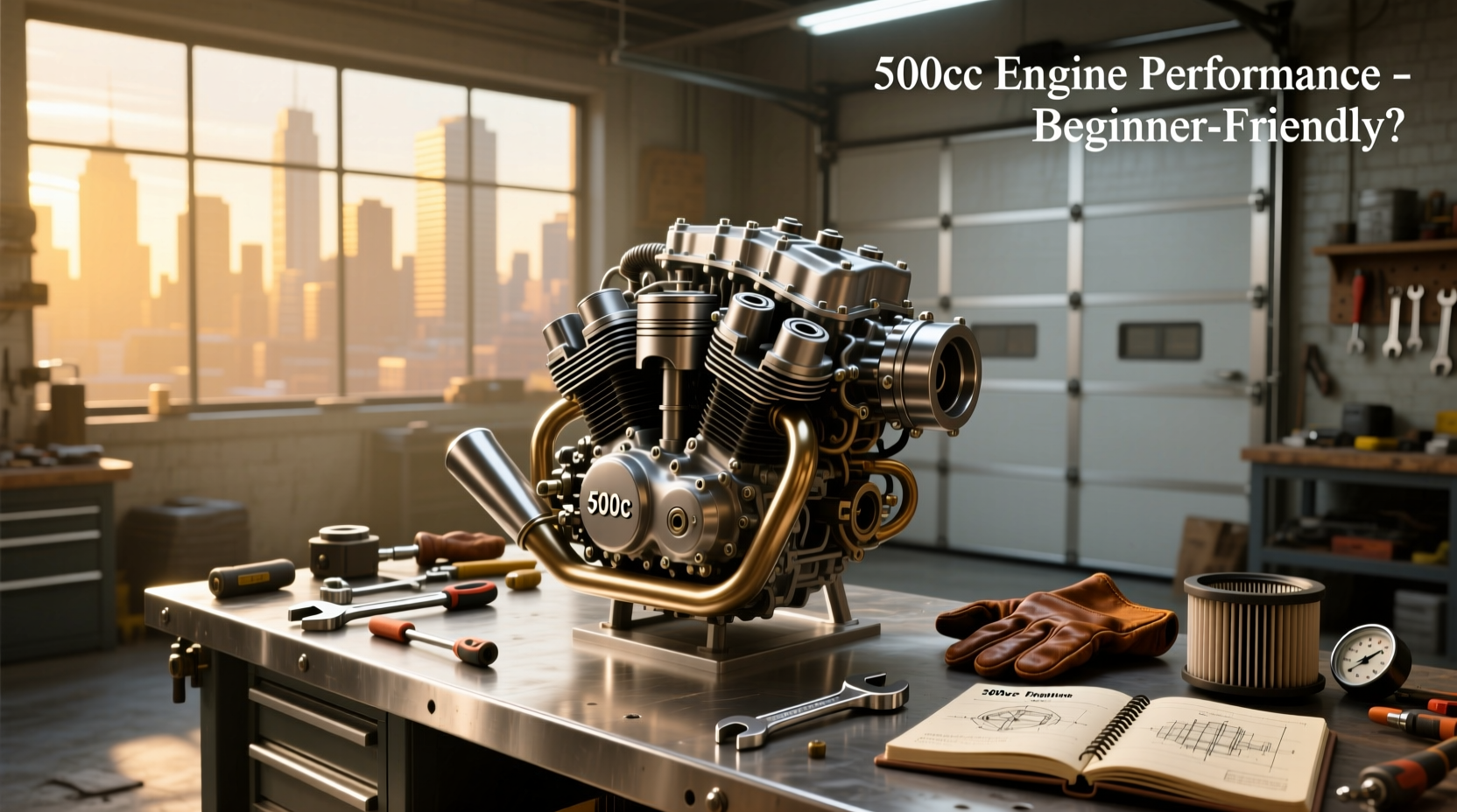 500cc motorcycle engine close-up