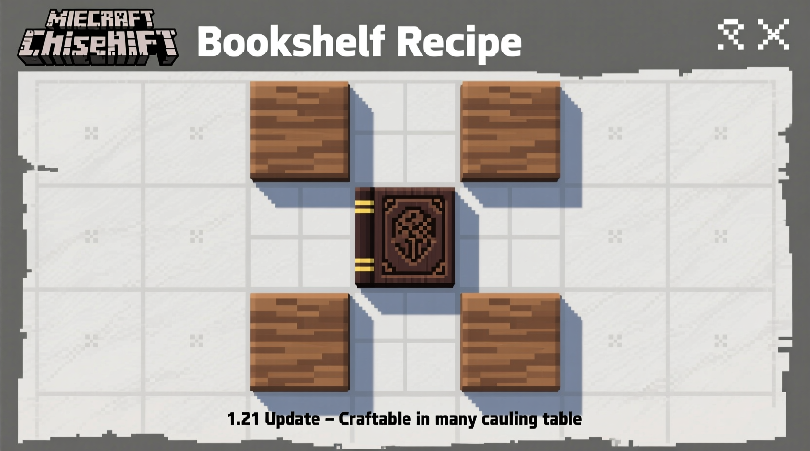 Minecraft 1.21 chiseled bookshelf crafting recipe