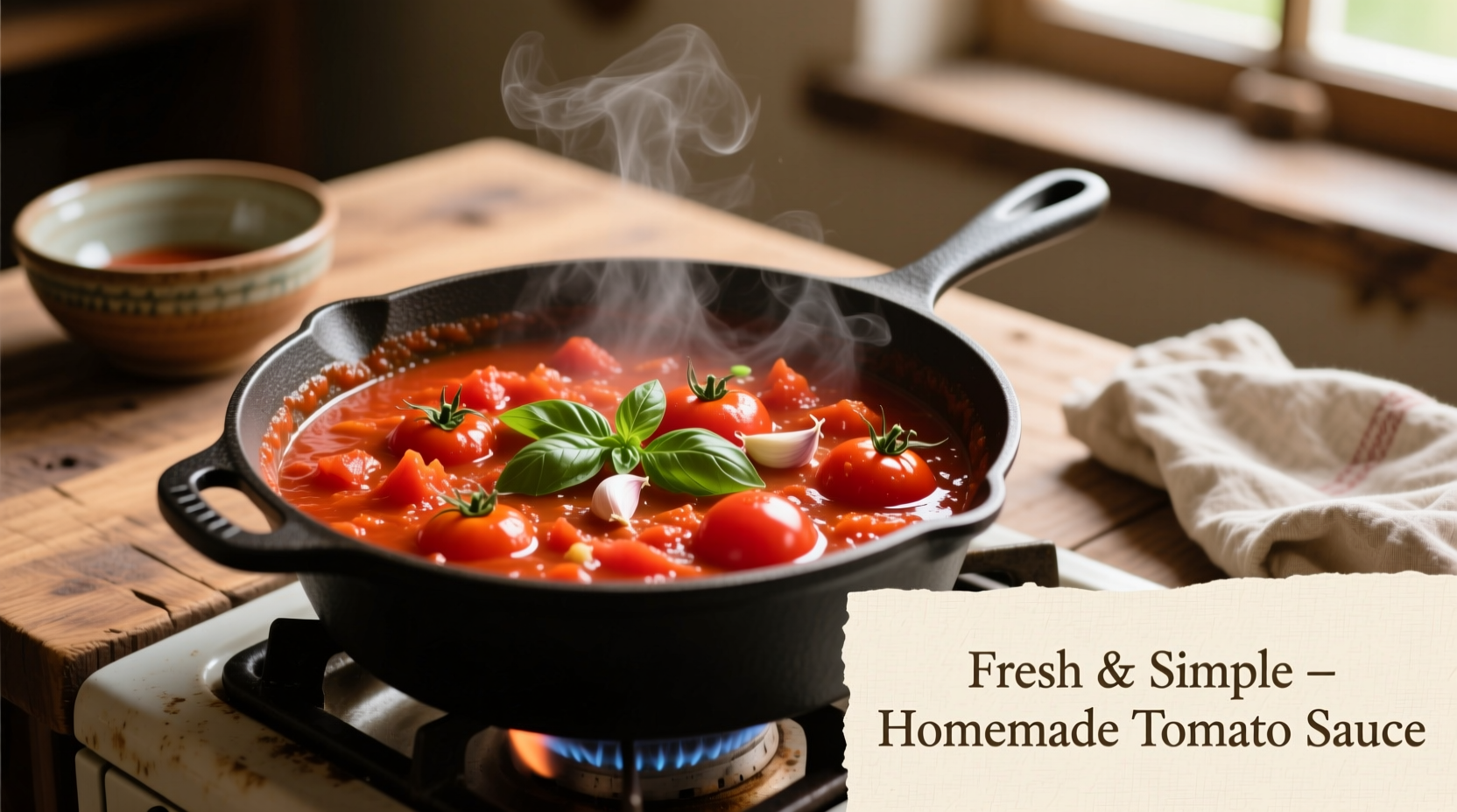 homemade tomato sauce with fresh tomatoes
