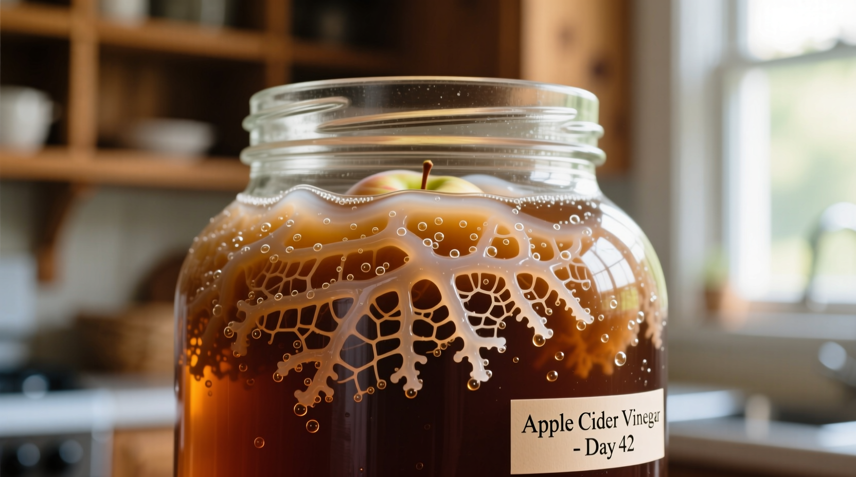 Vinegar mother formation during apple cider vinegar fermentation