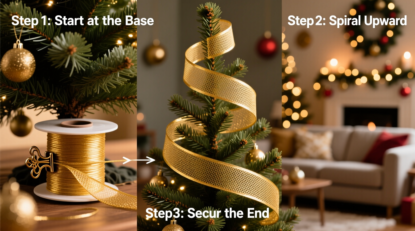 how to put mesh ribbon on a christmas tree
