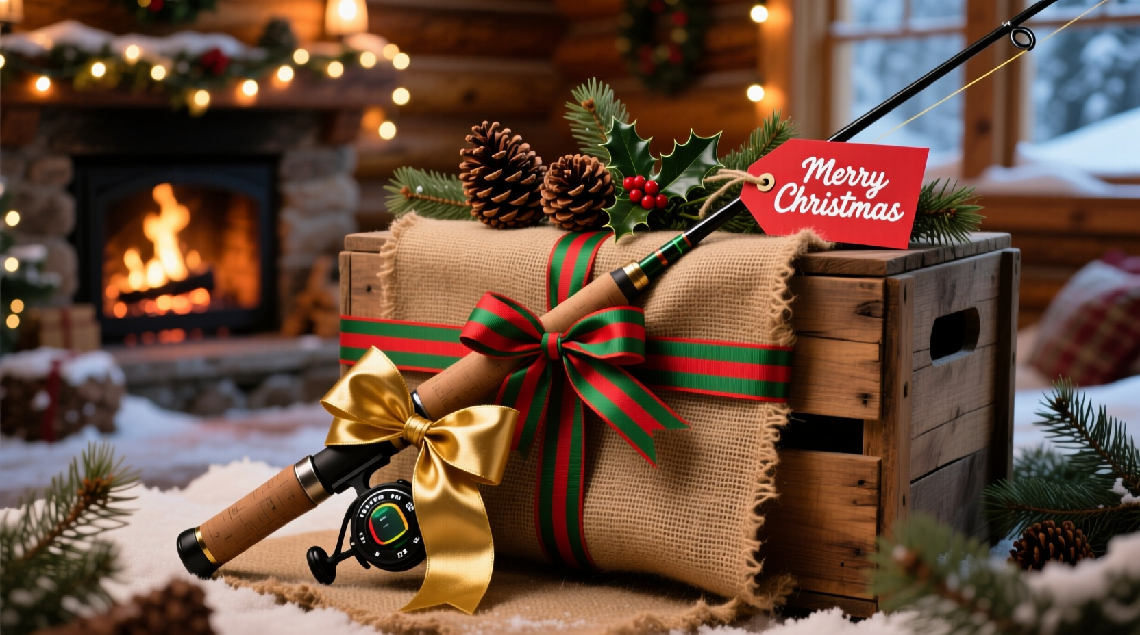 how to wrap a fishing pole for christmas
