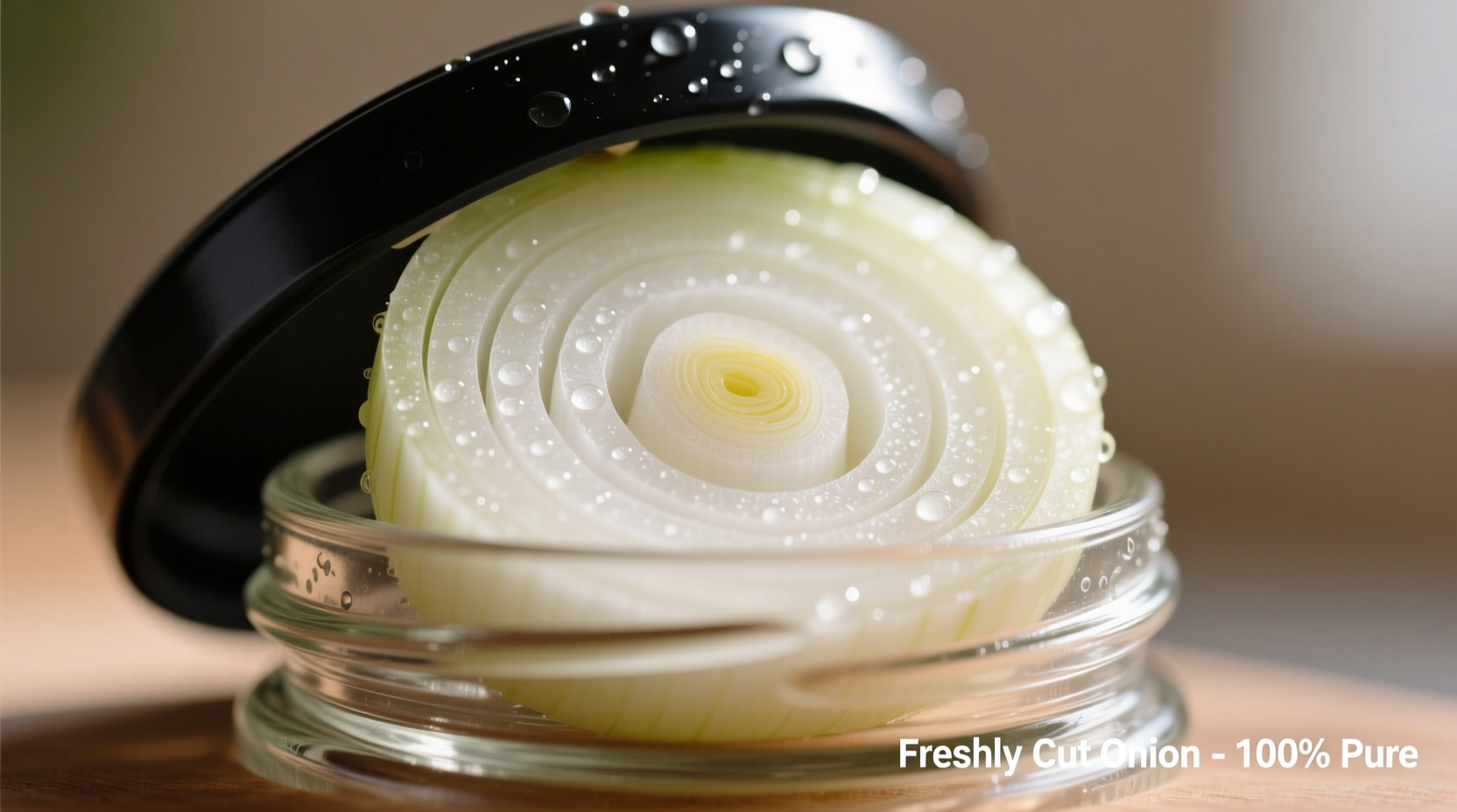 Freshly cut onions in airtight glass container