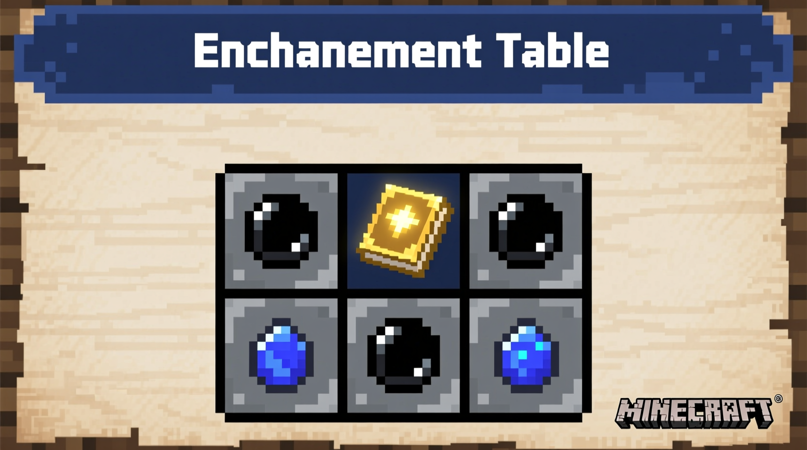 Minecraft enchantment table crafting recipe layout in grid