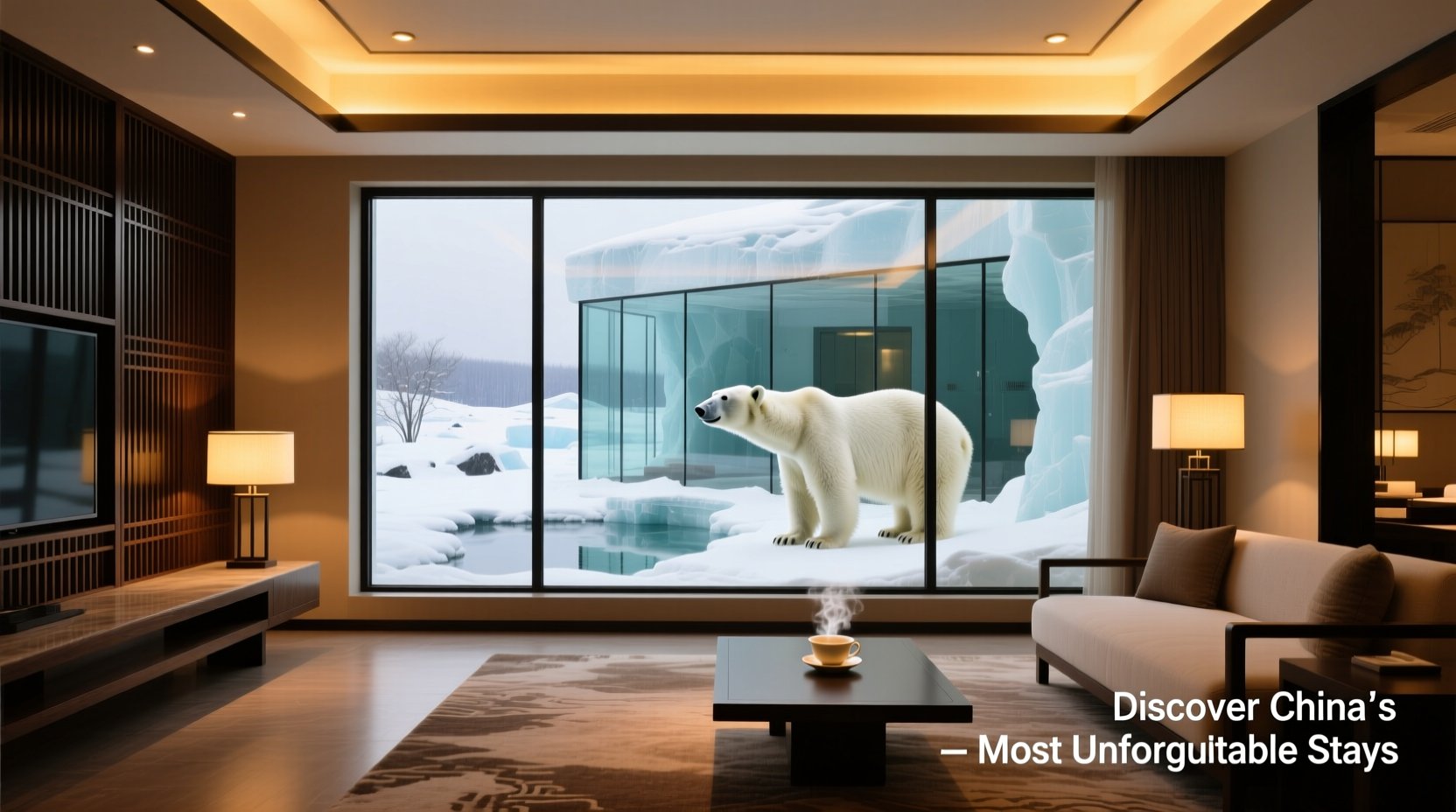 Hotel in China That Allows Guests to See Captive Polar Bears from Room