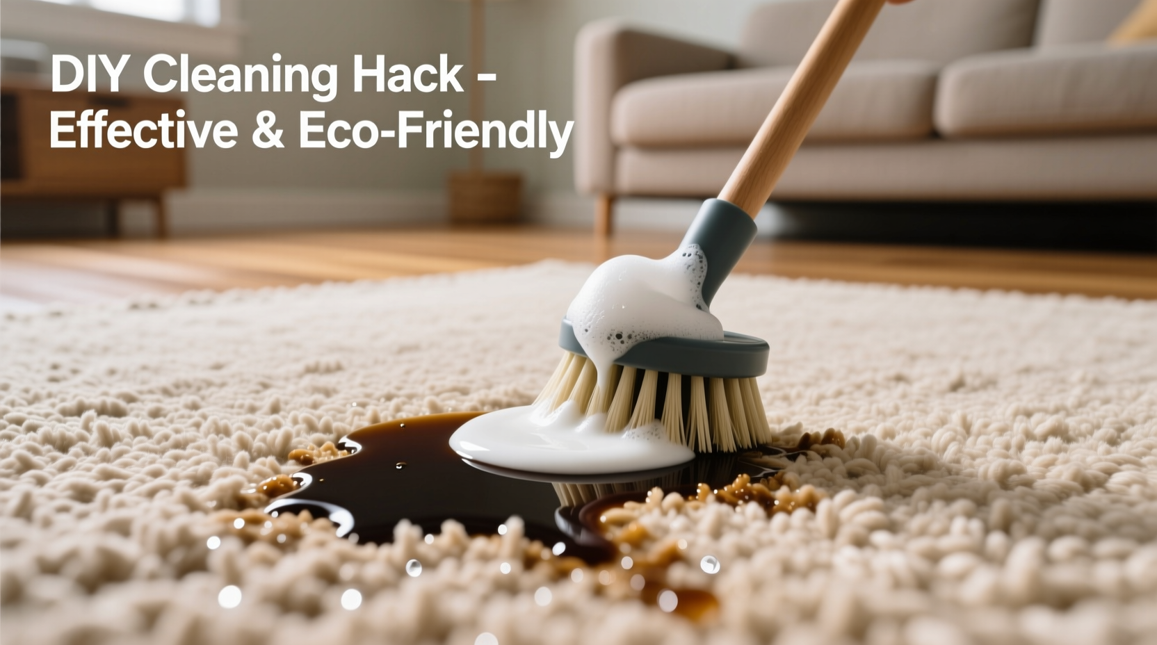 Applying homemade carpet cleaner to stain