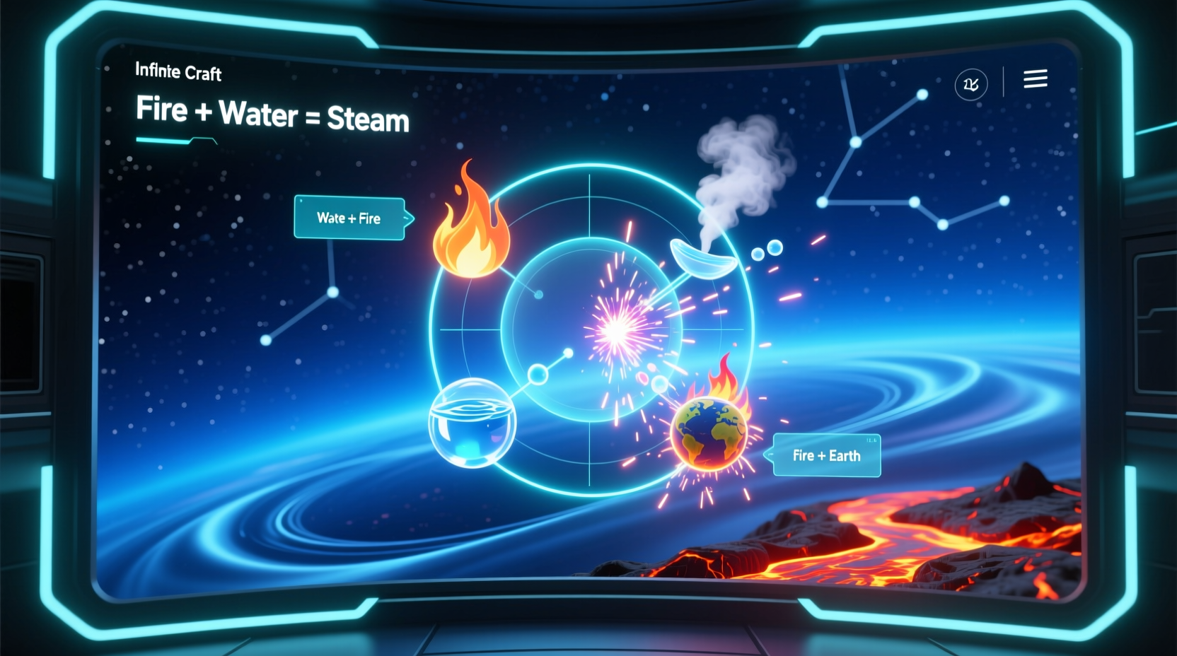 Infinite Craft interface showing element combination process