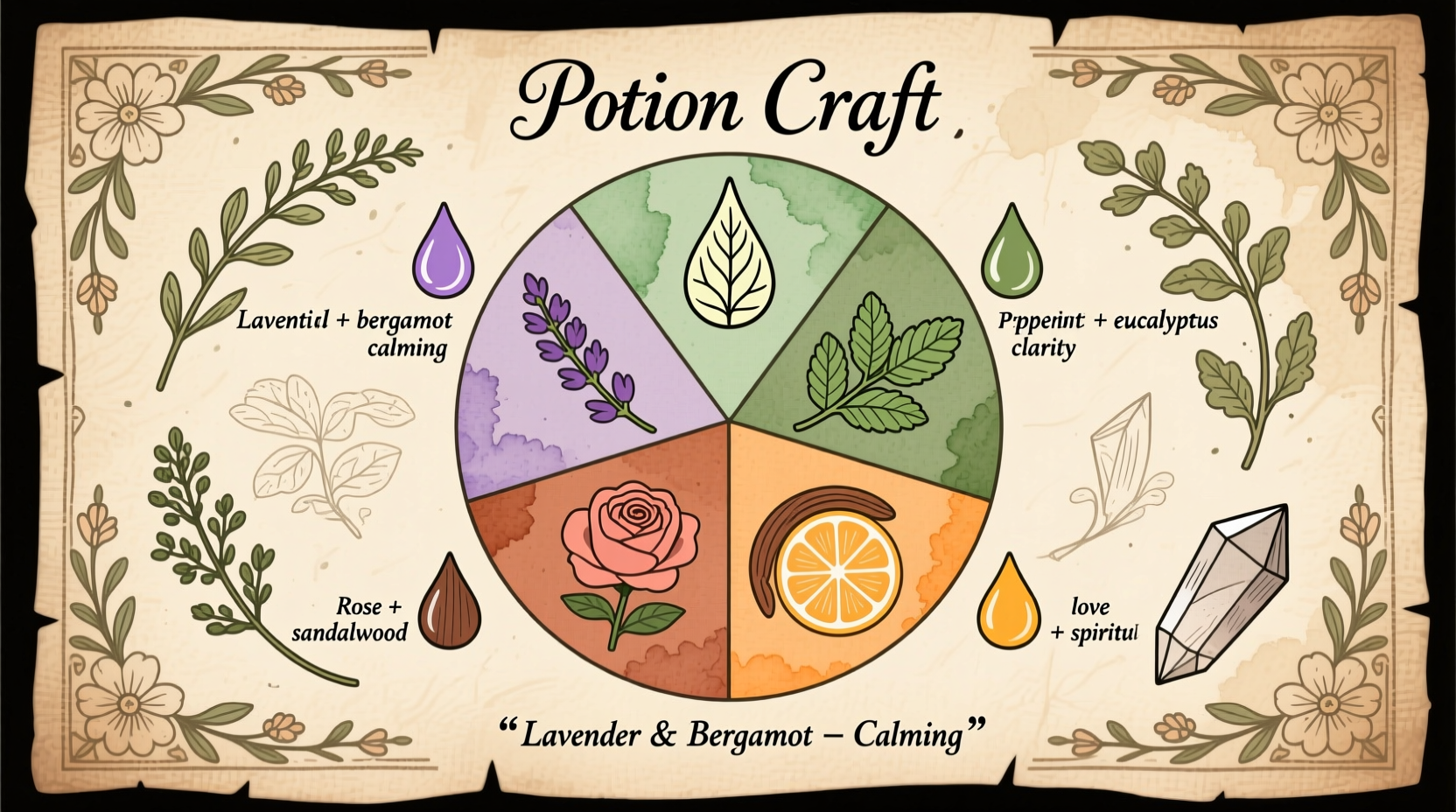 Potion Craft essential oil combinations chart