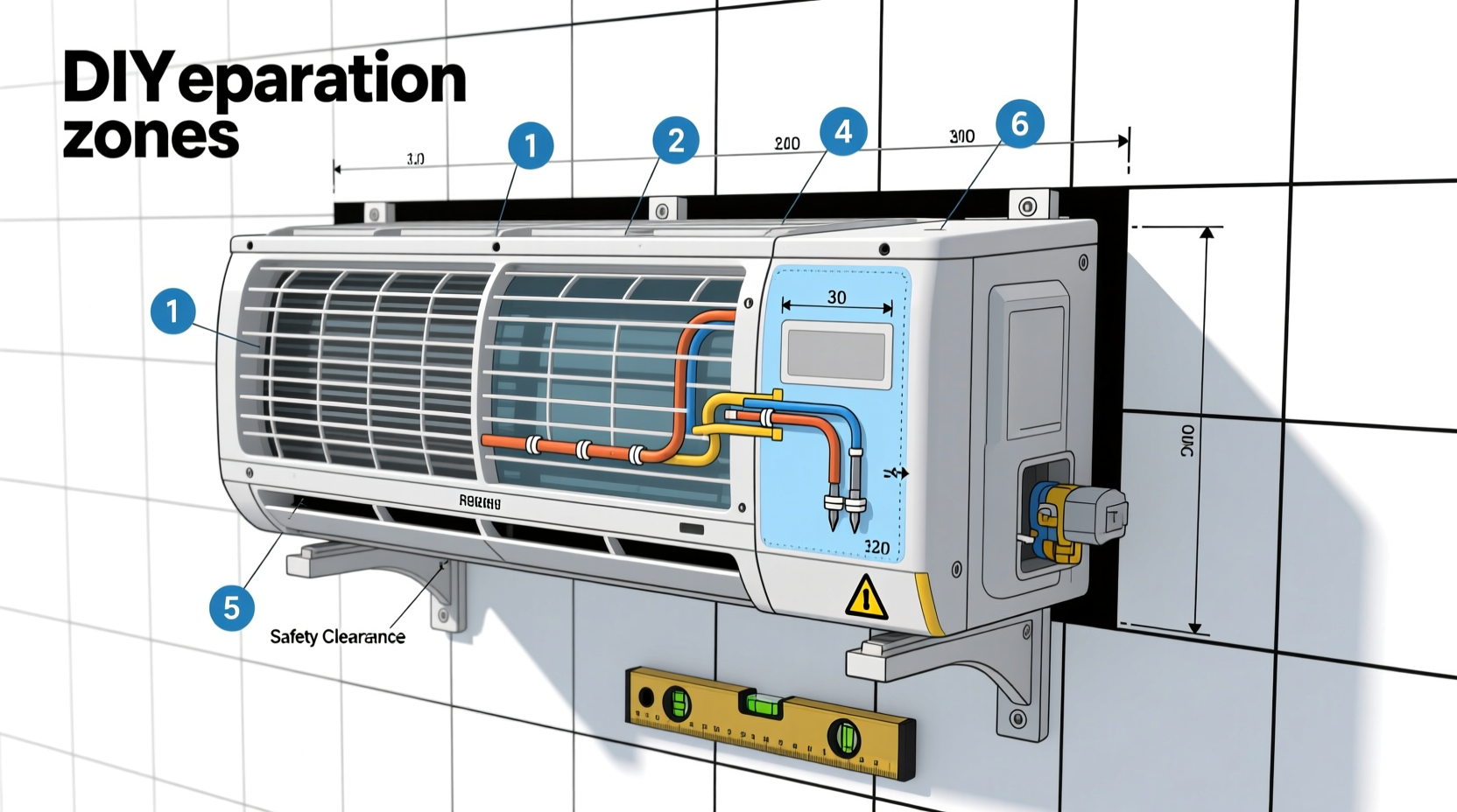 Mini-split component diagram showing DIY prep areas