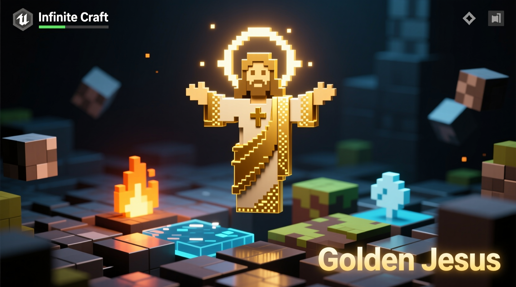 Golden Jesus element icon in Infinite Craft gameplay