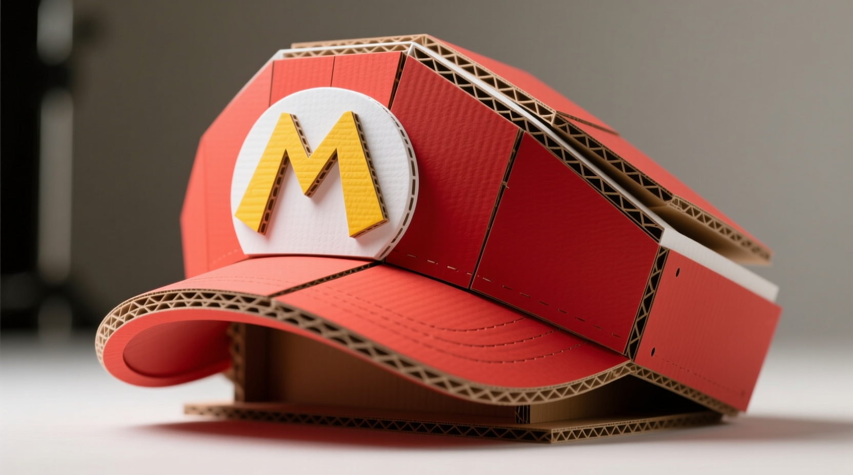 Mario hat construction with foam board layers