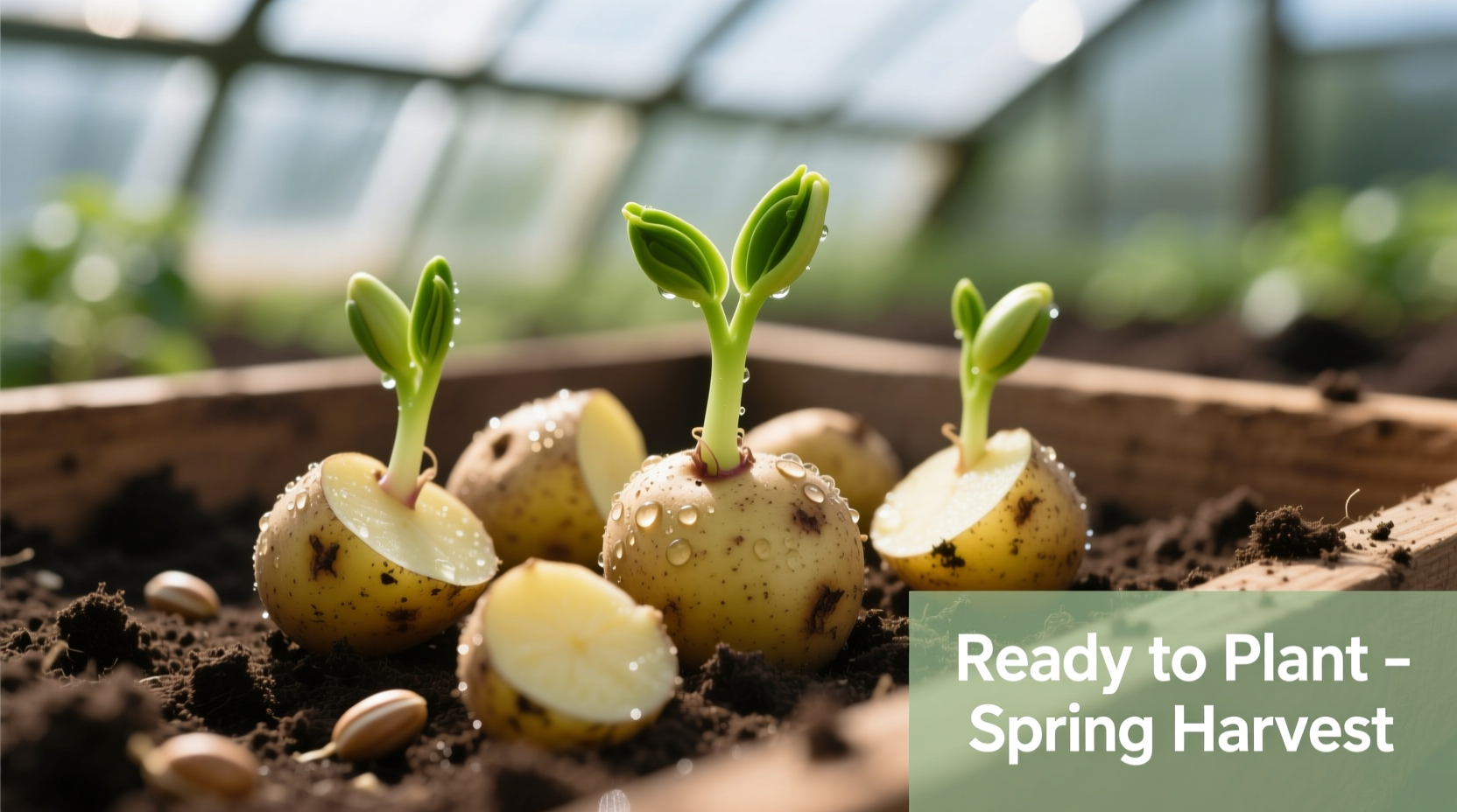 Potato seed pieces with sprouts ready for planting