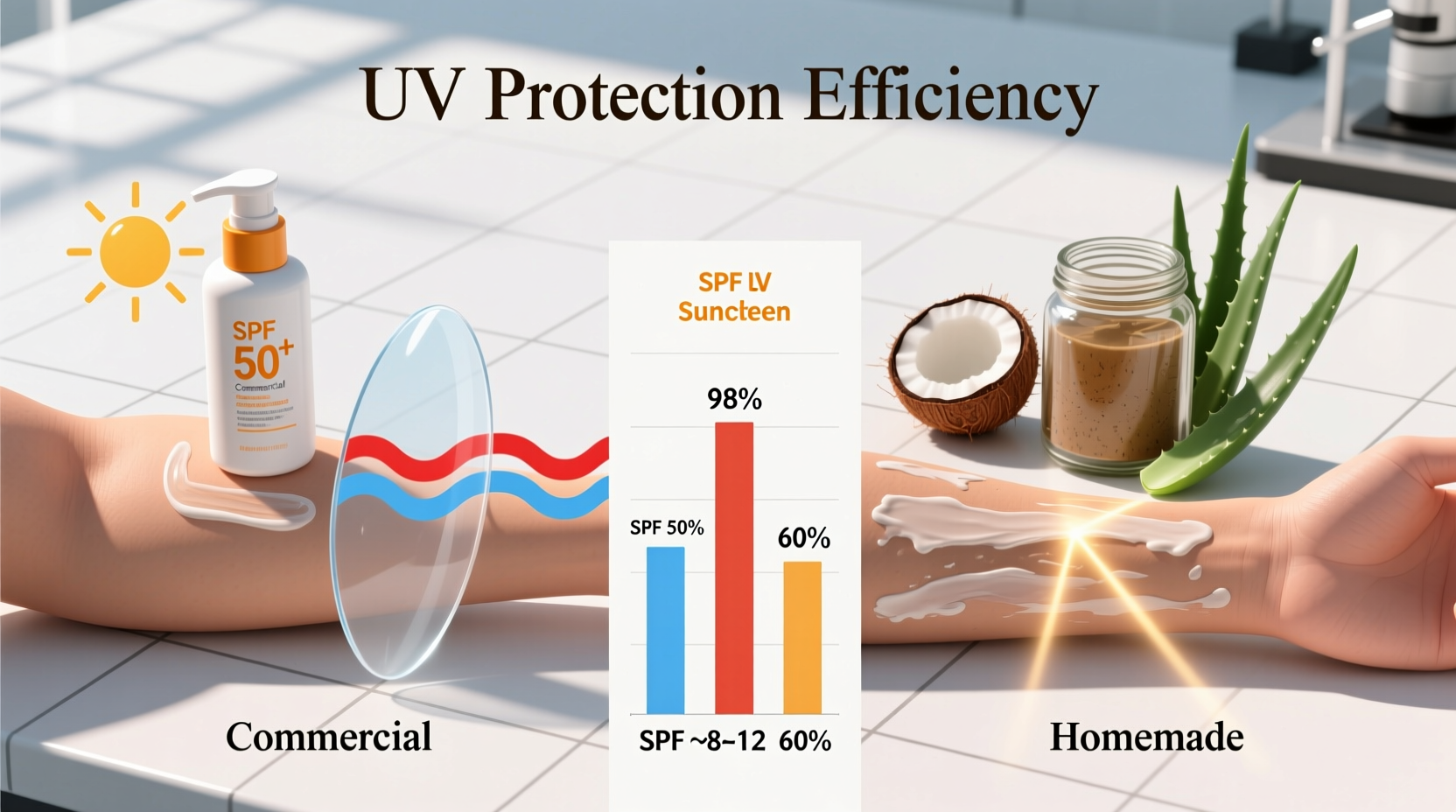 Comparison of UV protection between commercial and homemade sunscreen