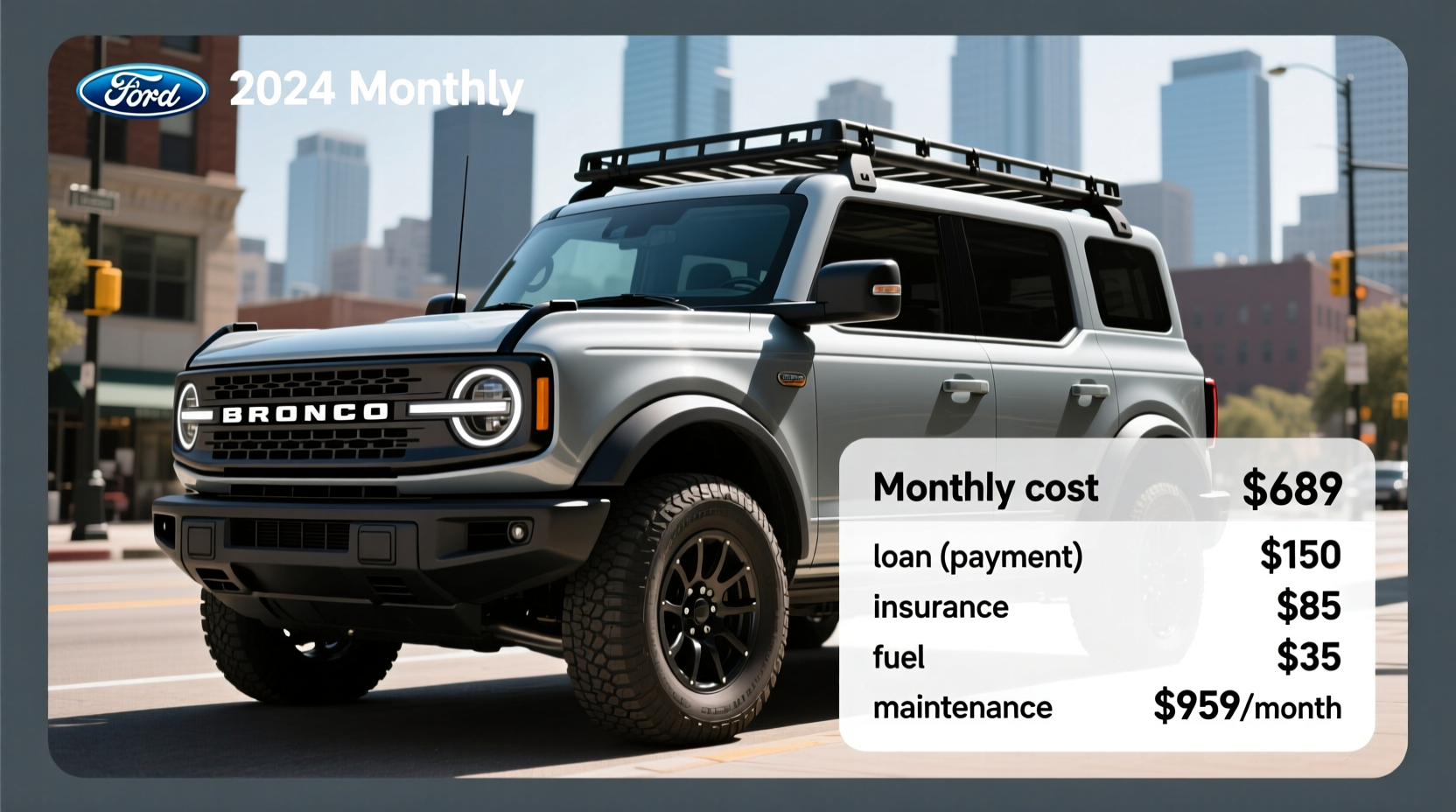how much will a bronco car cost per month