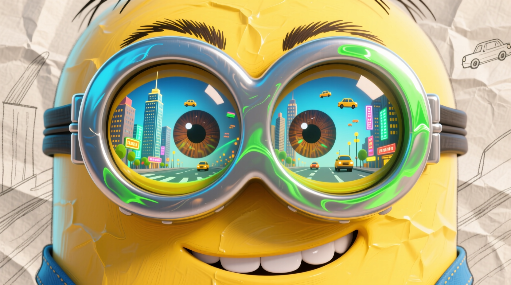 Painting Minion goggle lenses with acrylic paint on wax paper