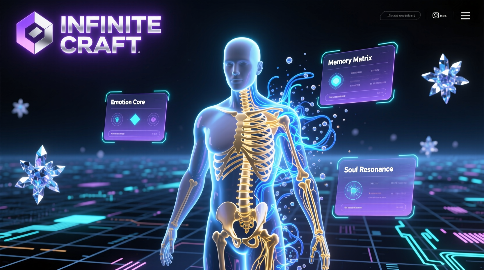 Infinite Craft interface showing human element creation