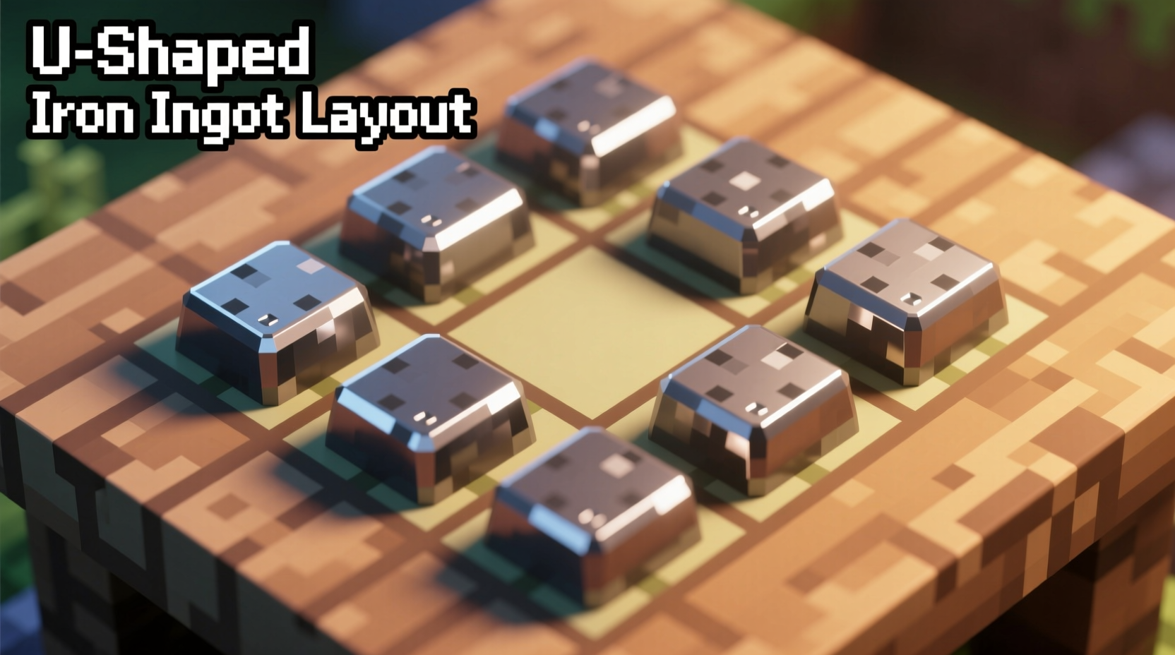 Correct U-shaped iron ingot arrangement in Minecraft crafting grid